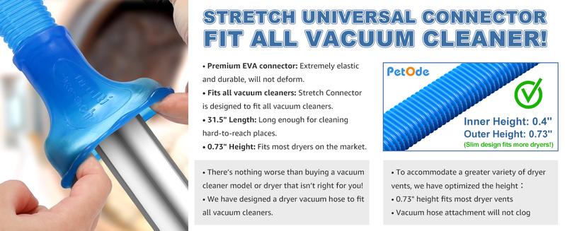 2-in-1 Dryer Vent Cleaner Kit 2 Pack Vacuum Hose Attachment with Universal Connector & Lint Brush for Effortless Lint Removal Compatible with Most Vacuum Cleaners