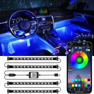 Car Strobe Safety Lights with Remote, Holiday Gifts for Husbands, Interior Led Lights for Car Accessories for Women Men, Birthday Gifts for Men Him, USB Port Music Sync Color Change Lights for Jeep Truck Decor, 12V