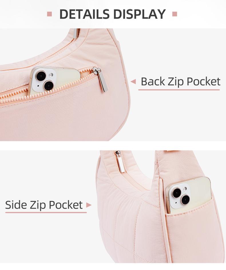 【Valentine's Day Gift】WESTBRONCO Crescent Shoulder Bag 2026 viral Small Puffy fashion stylish with 2 side pockets adjustable strap for Women Waterproof Lightweight Travel Gym dating Purse for spring trendy gift for her TikTokShopJumpstartSale