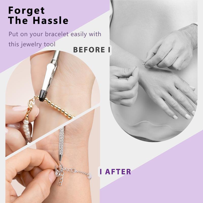 SGGUI 2 in 1 Bracelet Helper Tool for Self-Wearing Fastening Assistant Easy to Use Versatile for Various Bracelets,Quick Release Fastening Jewelry Clasp Helpers,Bracelet Assist Tool with Hook for Necklace - Clip