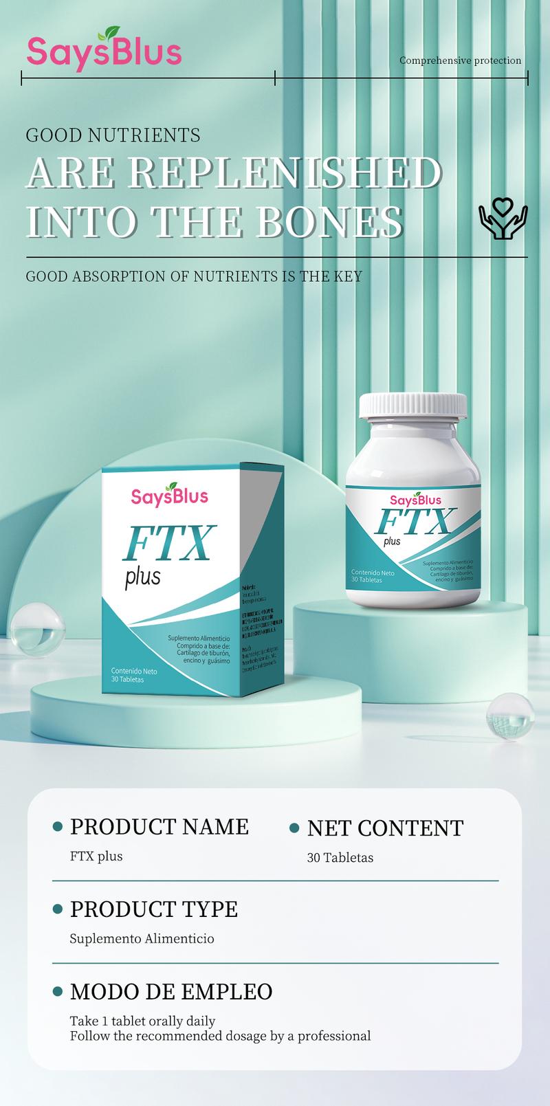 SaysBlus FTX Plus Daily Joint Support Supplement: Scientifically Formulated for Comprehensive Bone & Joint Wellness