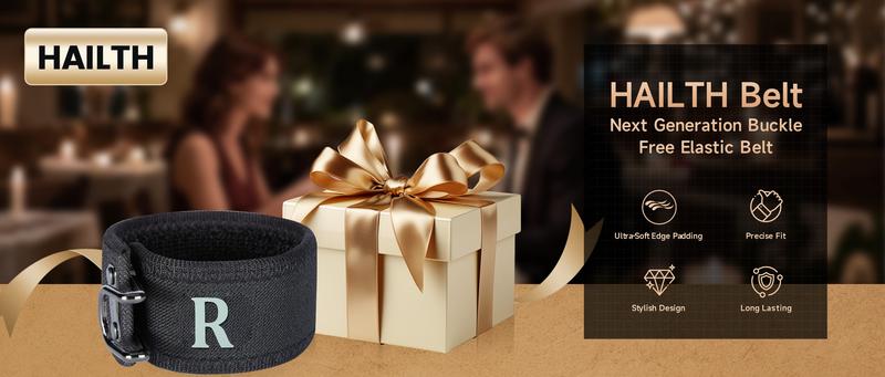 EDC Tool-Hanging Buckleless Belt, 2026 New Metal Hook Elastic Belt, Unisex Adjustable Buckle-Free Invisible Waist Belt (Black Letter R Style)