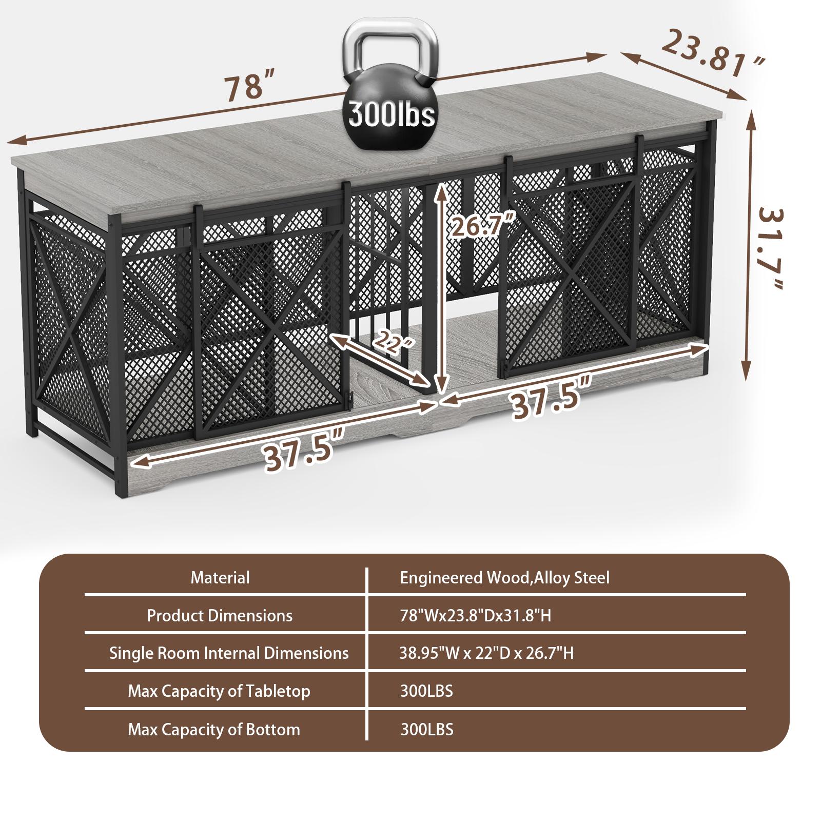 【SpringGlowUp】COZPAW Large Dog Crate Furniture, 48/52/71/78/86Inch Wooden Dog Kennel for XLarge Dogs, Heavy Duty Dogs Furniture Indoor Wire Dog Cage with Caster Wheels, Decorative Pet House End Table, Brown 【SpringGlowUp】COZPAW Large Dog Crate Furniture, 48/52/71/78/86Inch Wooden Dog Kennel for XLarge Dogs, Heavy Duty Dogs Furniture Indoor Wire Dog Cage with Caster Wheels, Decorative Pet House End Table, Brown