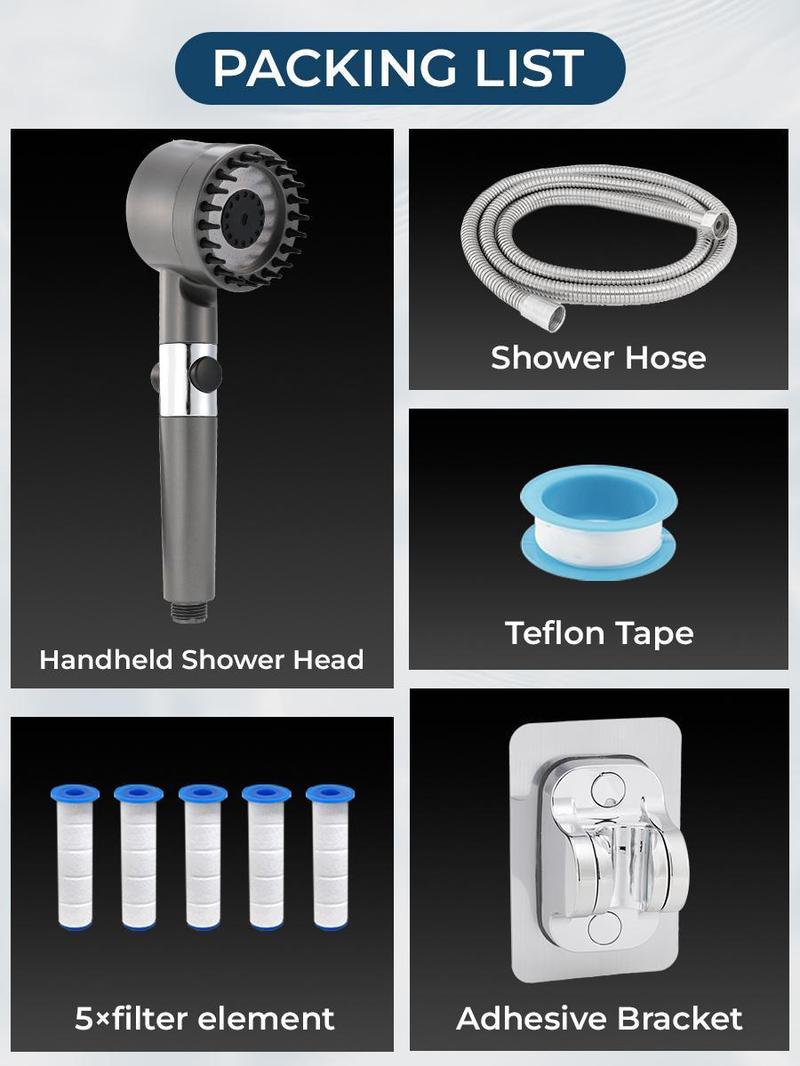 Christmas Promotion Special Offer! Handheld Filtered Shower Head Stainless Steel, 3 Modes High Pressure Durable Bathroom Shower Set