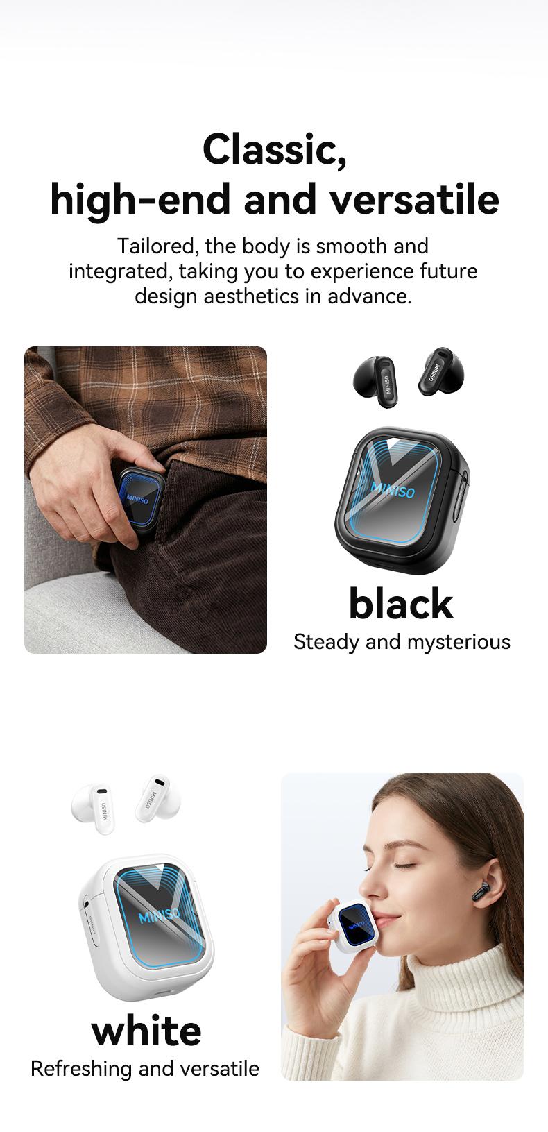 MINISO MS109 Bluetooth 6.0 Earphones High Fidelity, In Ear Earbuds,Waterproof Wireless Earphones | Suitable for Office, Sports, Study and Audio Calls | Built-in Microphone | Gaming Bluetooth Earphones