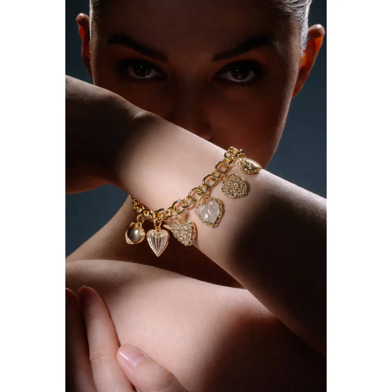 Assorted Mother of Pearls Charm Bracelet | Heart Shaped