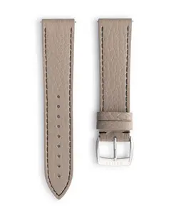 Taupe Epsom Italian Leather Watch Strap with Black Contrasting Stitches