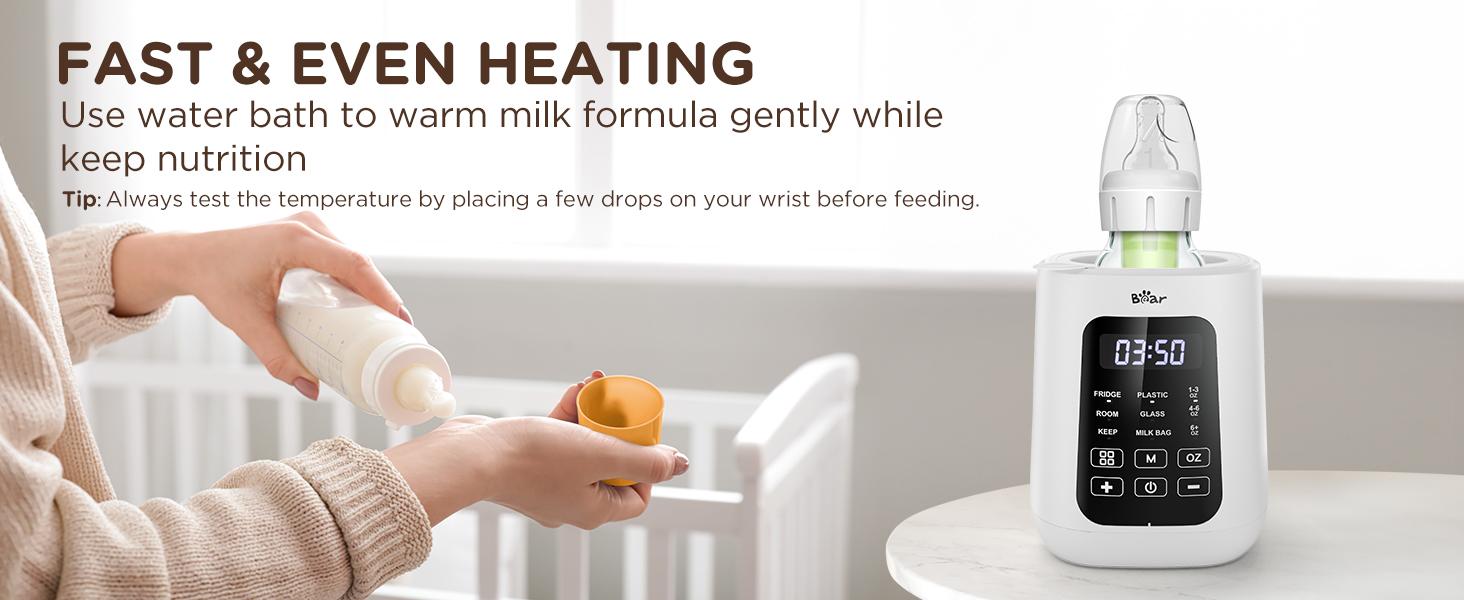 Bear Baby Bottle Warmer, Milk Warmer Breastmilk Bag Formula Fast Warming for New Born Baby Bottles, 6 Oz with Time Temp Control Automatic Shut Off at Home Use