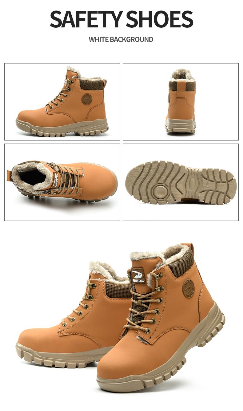 Rotating Buckle Shoelace Work Shoes Waterproof Wear-Resistant Warmth Insulated Anti-Puncture Anti-Smash Steel Toe Safety Shoes