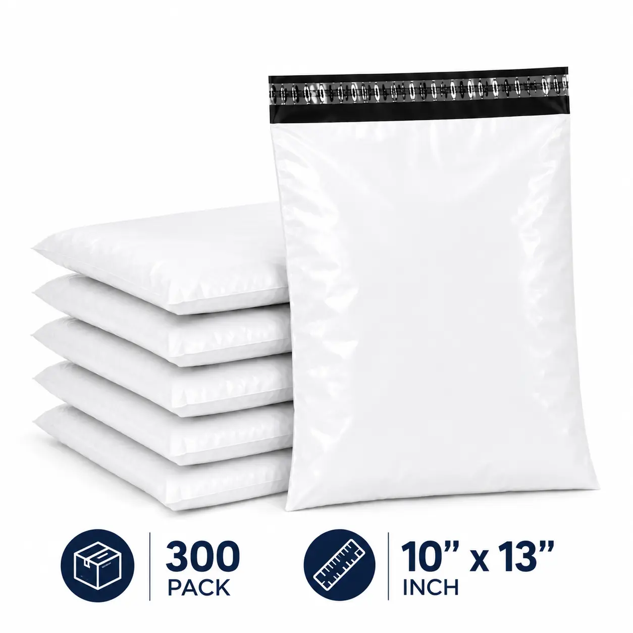 Poly Mailers 10x13 Shipping Bags, 300 Pack White Waterproof Mailing Envelopes, 2 Mil Self-Seal Poly Mailer Bags for Small Business, Clothing, Packaging & Shipping Supplies Bulk
