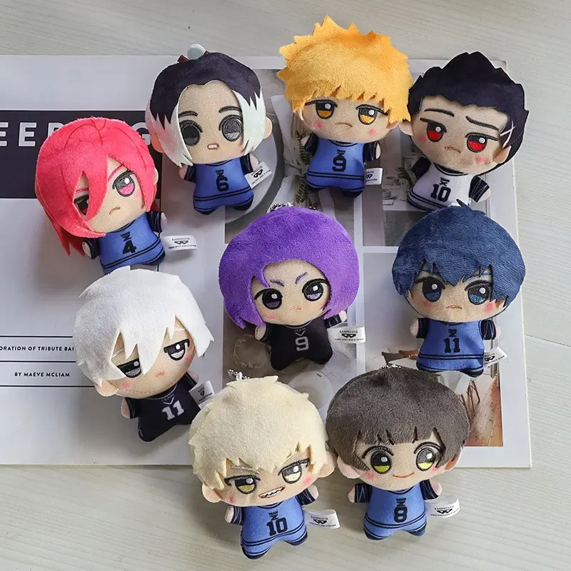 Blue Lock Q×Version Chibi Soccer Players Mini Plush Keychain Set - Itoshi Cotton Doll Figure, Soft Backpack Pendant, Desk Decor, Anime Stuffed Toy Gift, Q×Version Chibi Design, Small Portable Size