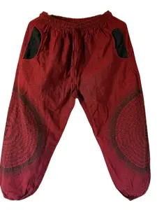 Cotton trousers for women, spring/summer style, mandala prints with regular fit, 1000% cotton, Handmade