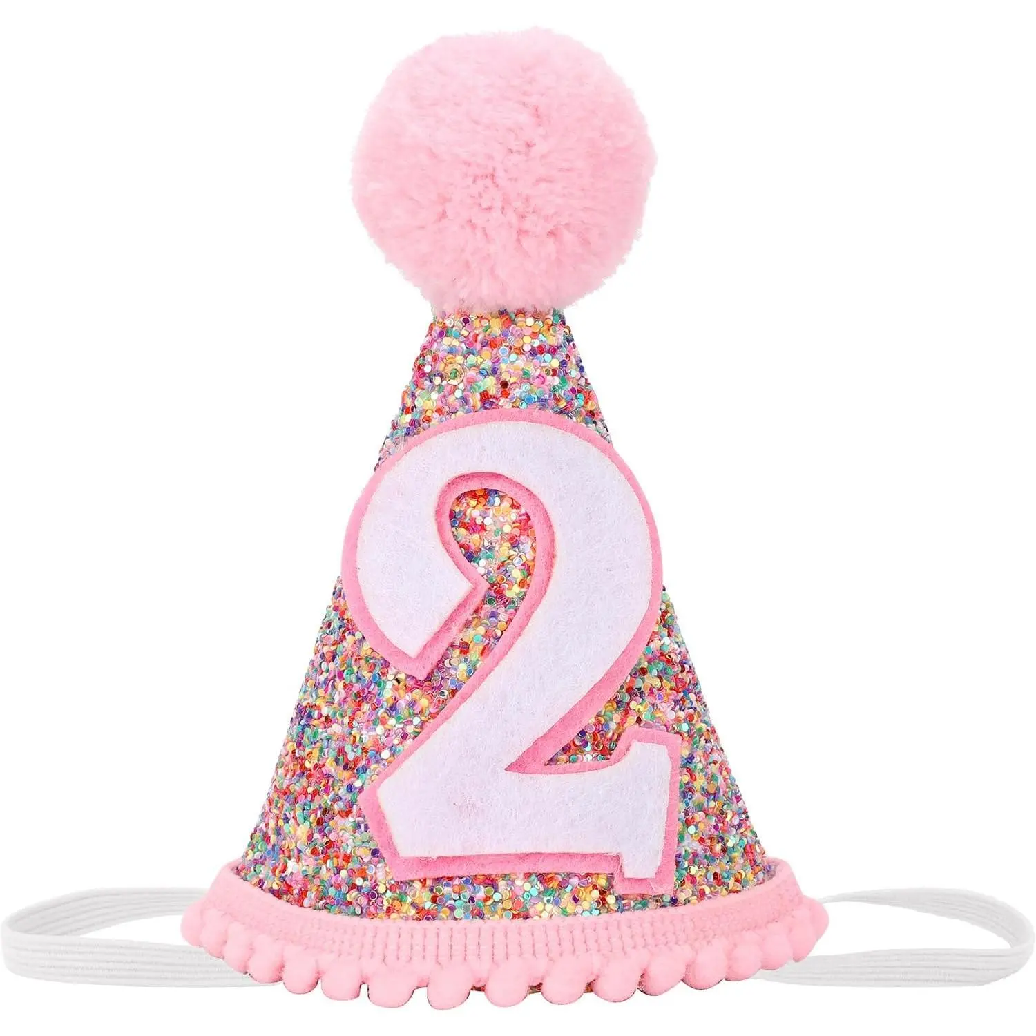 Rainbow Cone Birthday Hat, Glitter Birthday Hat, Perfect Birthday Party Decoration for Boys and Girls