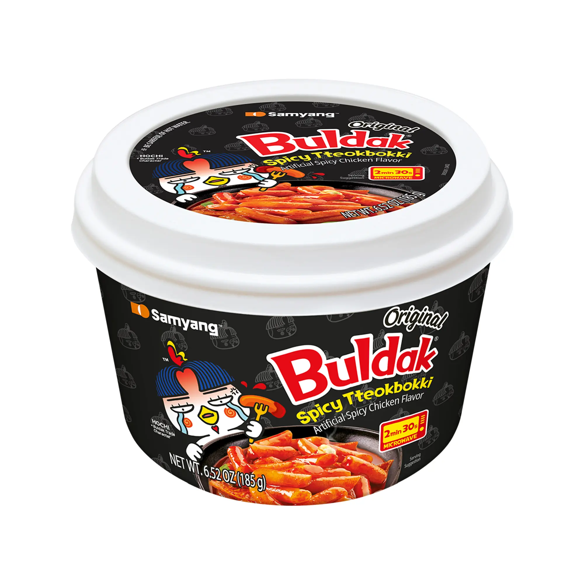 Buldak Original Tteokbokki Rice Cakes, 6-Pack Spicy Korean Snacks & Side Dish, Pantry Packaged Food with Corn Starch, Palm Oil, Monosodium Glutamate & Wheat, Quick Snack