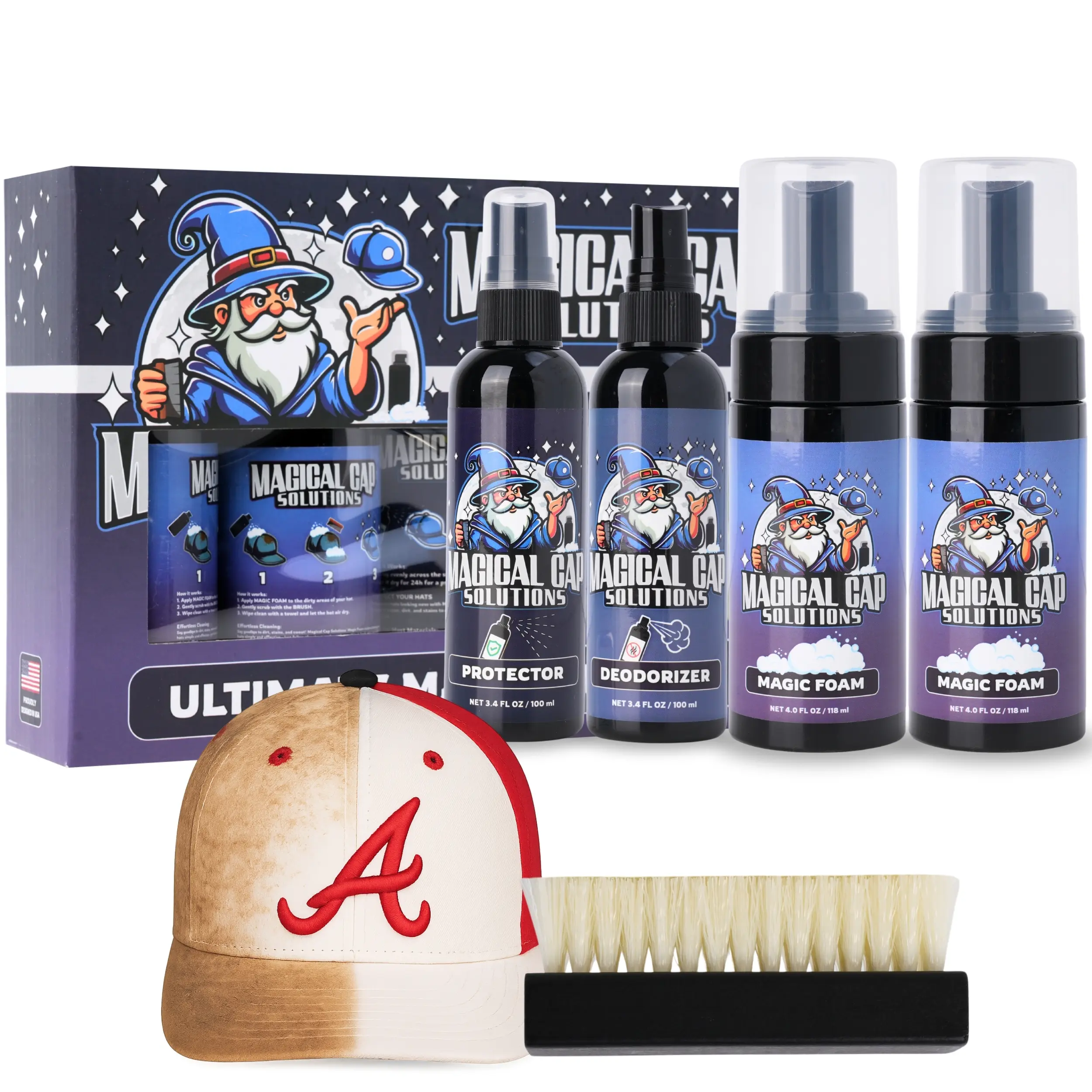 Complete magic bundle (complete kit) - 2x magic foam, 1x deodorizer, 1x protector, 1x soft brush, 1x sponge