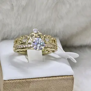 # 0035 Anillo estilo corona oro laminado Alta calidad 14k