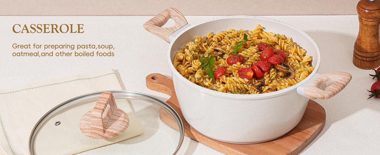 SODAY 12PCS Pots and Pans Set Non Stick Kitchen Cookware Sets Granite Cooking Set with Frying Pans, Saucepans, Steamer Nonstick Pots with Glass Lid Kitchenware Induction Aluminium, Cookware Sets, Kitchenware, stock up on specials, gifts