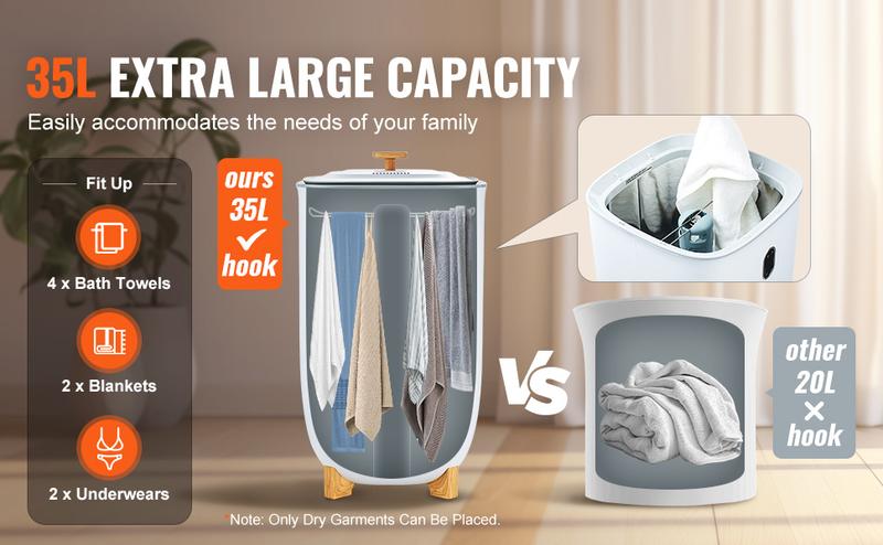 VEVOR Towel Warmer 35L,  Towel Warmer Bucket with Drying Modes(2-5h), Heating Mode 20/40/60/90 Min Auto Shut Off, LED Screen, Luxury Large Towel Warmer for Bathroom, Spa, Bathrobe, Blanket & Pajama