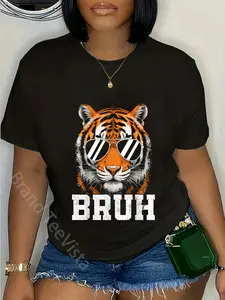100% Cotton Bruh Tiger Graphic Tee Men Toddler Boys Animal Kids Tiger T-Shirt