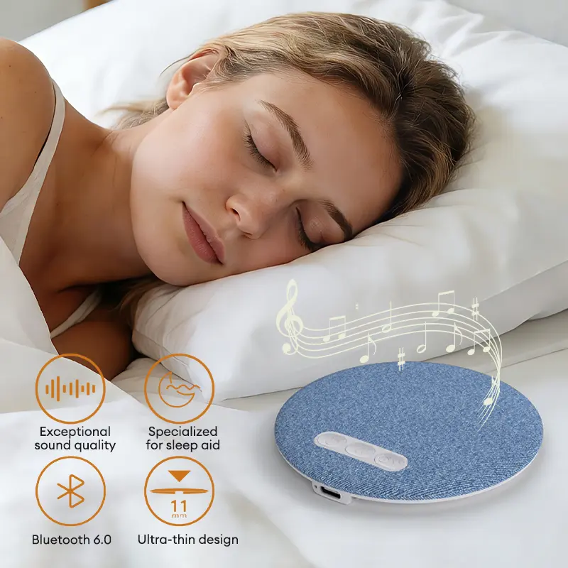 S1 Ultra-Thin Bluetooth Speaker - Bluetooth 6.0, USB Type-C, Soft 3D Sound, 3D White Noise, Pillow Design, Headphone-Free Sleep Speaker, for Smartphones, Tablets, PC & Laptop, Bedtime Relaxation, Side Sleepers, Compatible with Android & iOS