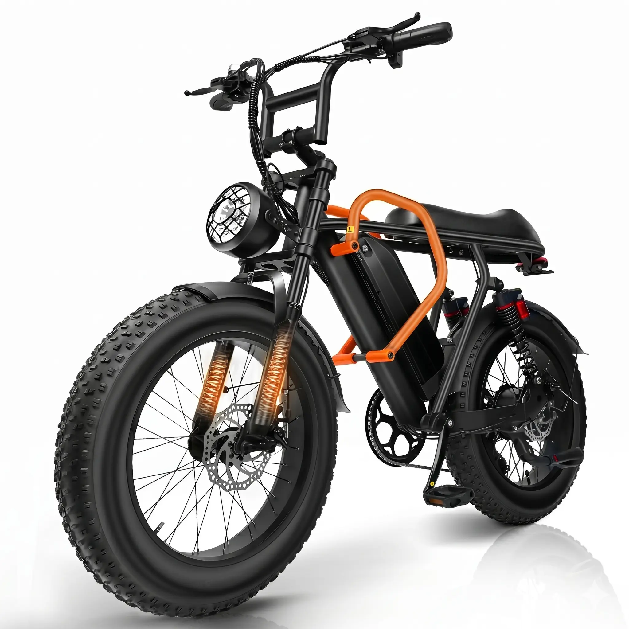 73D 20-Inch Fat Tires E-bike with a 1500W High-Speed Powerful Motor: 30 MPH Top Speed, 50-Mile Long Range! Equipped with a 48V 20Ah Removable Battery, Full Suspension，UL Certified for Safety.