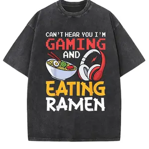 Summer t Shirts Funny Gaming And Eating Ramen Gamer Gift Unisex T-Shirt Black Design
