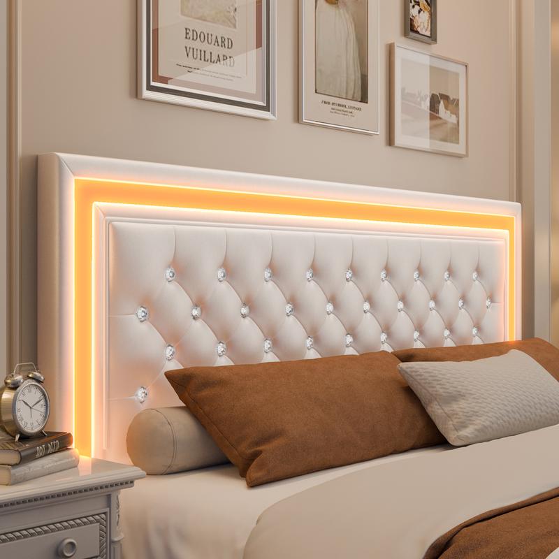 GEGOFORU Queen LED Storage Platform Bed with 4 Drawers, Adjustable Upholstered Headboard, Smart RGB Lights, Noise-Free, No Box Spring Needed, Easy Assembly, Grayring Needed, Easy Assembly, Gray