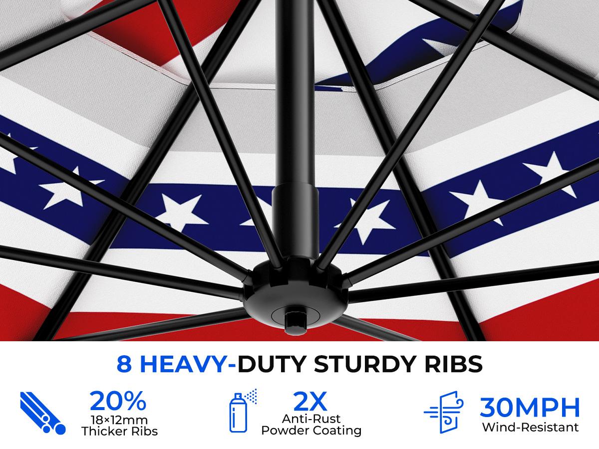 【Spring Sale】10ft Solar Outdoor Patio Umbrella, UPF50+ UVOutdoor Table Umbrella, Yard Umbrella, Market Umbrella with 8 Sturdy Ribs, Push Button Tilt and Crank- with Base