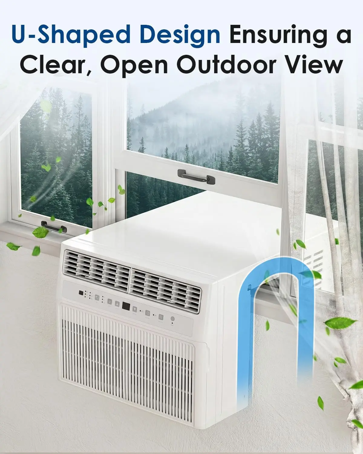 AECOJOY White U-Shaped Window Air Conditioner | Upgraded Front Panel, 20% More Airflow, Free Remote Control