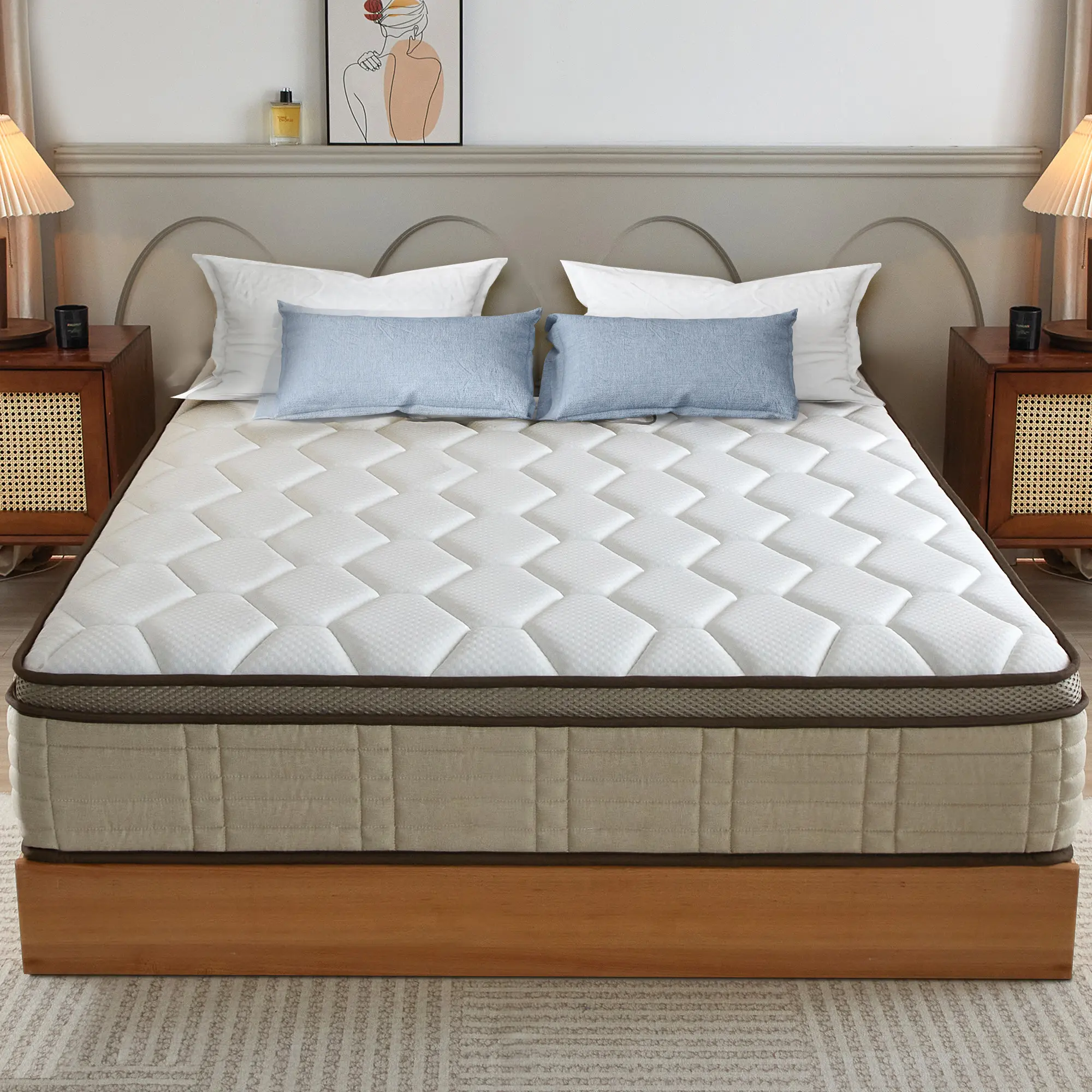 10-12 Inch Twin/Full Hybrid Mattress in a Box, Memory Foam, Ergonomic Cooling Design for Pressure Relief, Strong Edge Support, Fiberglass Free, Medium Firm, Perfect for All Sleep Styles.
