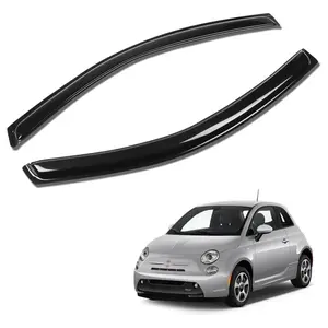 2PCS Window Visors for 2011 - 2017 Fiat 500 Smoke Tinted Acrylic Tape-On Vent Shade Rain Sun & Wind Deflector Black Car Accessories