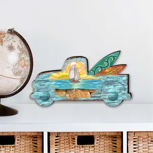 Designocracy 8198554M 12 x 9 in. Surfer Truck Coastal Outdoor Decor Large Ornaments