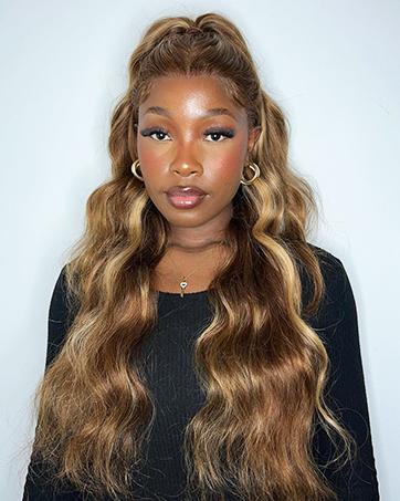 Honey Blonde Lace Front Wig Human Hair 13x4 HD Transparent 4/27 Highlight Ombre Lace Front Wigs Human Hair Pre Plucked With Baby Hair 180% Density Body Wave Glueless Wigs