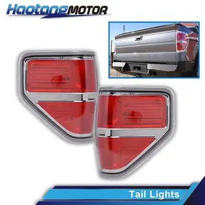 CROSSDESIGN Chrome Trim Tail Lights Brake Lamps LH & RH Fit For 09-14 Ford F150 F-150 Pickup