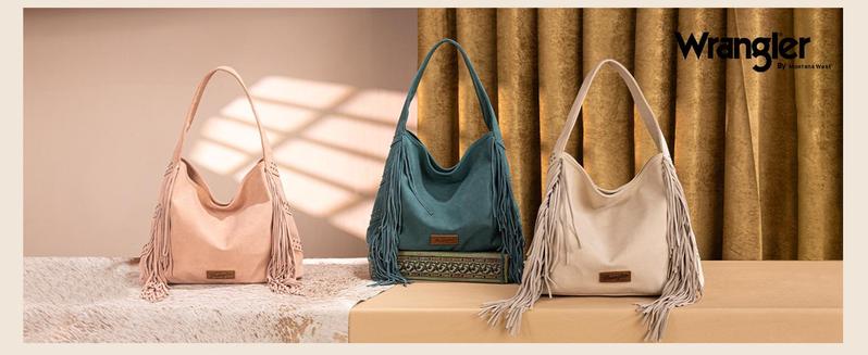 Wrangler Women Fringe Hobo Bag Western Purse Shoulder Bag