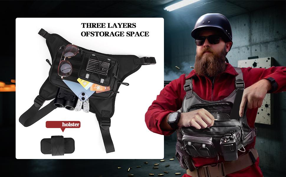 Tactical Chest Bag for Men Women with Holster- Water Resistant Outdoor Sports Chest Bag EDC Chest Running Bag for Outdoor Sports-Hiking & Workouts Training Vests Tactical Chest Bag for Men Women with Holster- Water Resistant Outdoor Sports Chest Bag EDC Chest Running Bag for Outdoor Sports-Hiking & Workouts Training Vests
