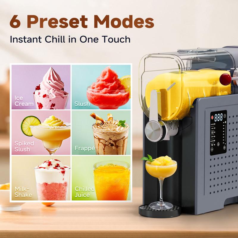 Slushie Machine / Soft Serve lce Cream 2 in 1 Machineacompact kitchen tool with automatic cleaning function and 6multi-function presets for one-touch refreshing drinks