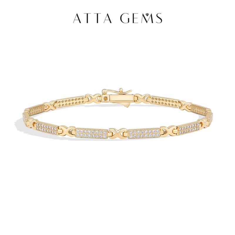 ATTAGEMS Luxury D VVS1 Color Lab-Created Moissanite Bracelet for Women Waterproof Original s925 Sterling Silver Sparkling Wedding Party Fine Jewelry B054