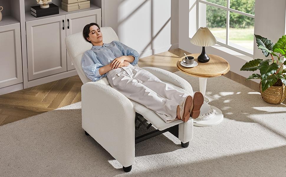 Yaheetech Recliner Chair Adjustable Recliner Sofa with Lumbar Support Modern Upholstered Reclining Chair for Living Room Bedroom Home Theater, PU Leather/Fabric