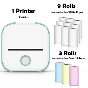 Phomemo T02 Mini Thermal Printer Wireless Pocket Printer for DIY, Journal, Student Birthday Gift - Green Sticker Bluetooth Portable toy