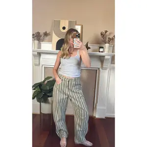 Mixed Stripe Barrel Jeans