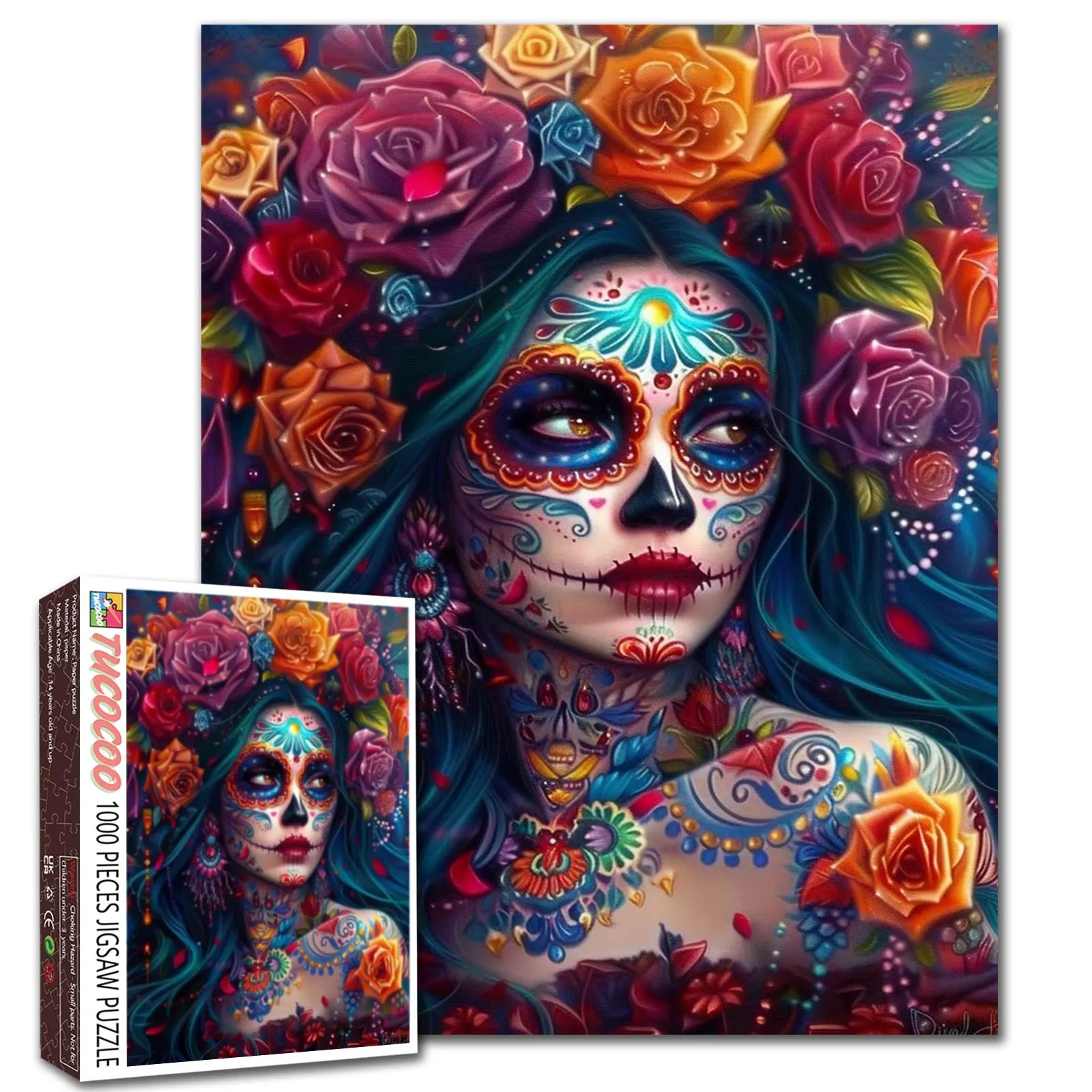 Tucocoo Gothic Skull Lady & Dark Queen 1000-Piece Toy Jigsaw Puzzle, 1000pc Brain Boost Screen Time Alternative for Adults, 27.5x20in (70x50cm) Family Game Stress Relief Wall Art Gift
