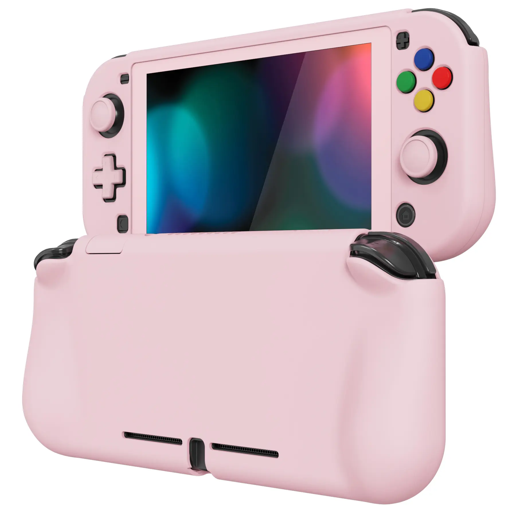 PlayVital ZealProtect Hard Shell Protective Case for Nintendo Switch Lite Console - Strainfree Grip Cover, Shatterproof Screen Protector, Thumb Grip Caps, Button Caps Gaming Accessories