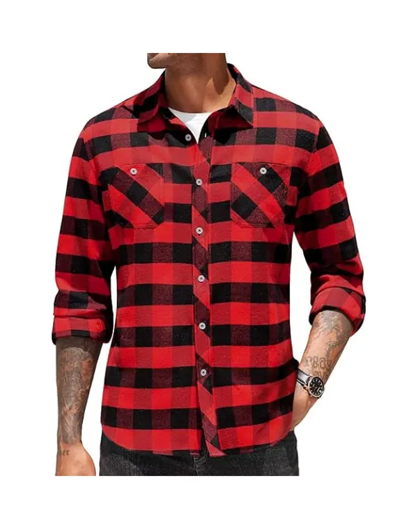 COOFANDY Men's Flannel Plaid Shirts Long Sleeve Casual Button Down Shirt with Pockets