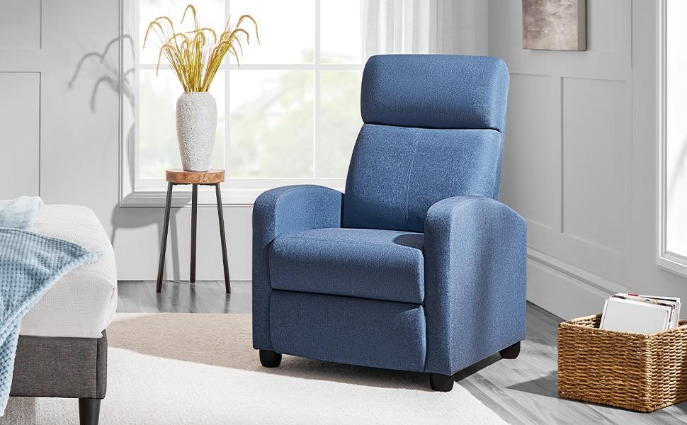 Yaheetech Recliner Chair Adjustable Recliner Sofa with Lumbar Support Modern Upholstered Reclining Chair for Living Room Bedroom Home Theater, PU Leather/Fabric