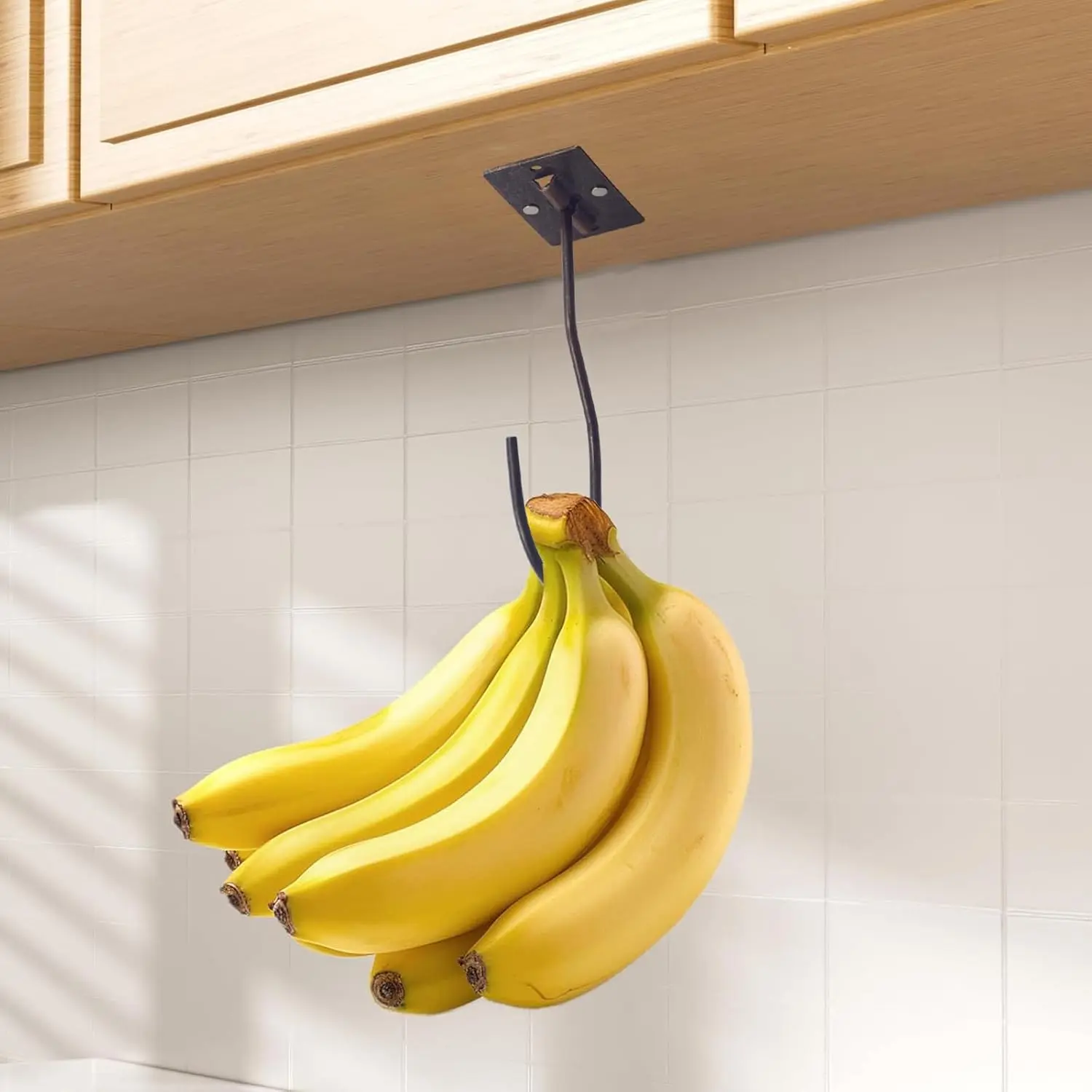 Self-Adhesive Banana Hooks, Foldable  Hanger Under Cabinet, Sturdy Metal Banana Holder for Kitchen, Space-Saving Design to Keep Bananas Fresh 1 count Bronze