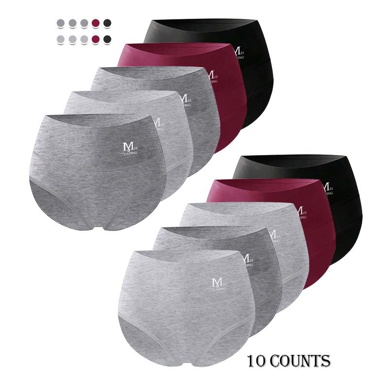 【Cotton】Morelect 5/8/10 Pcs Women's High Waisted Underwear,Tummy Control Classic Briefs,Solid Color Seamfree Panties, Buttery Soft for All Day Undies.