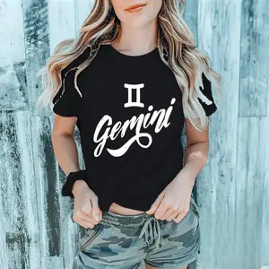 Short Sleeve Gemini Cotton T-Shirt – Casual Zodiac Design