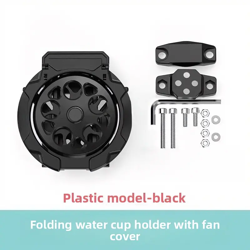 Foldable Motorcycle Cup Holder - Motorcycle Accessory, Ebike Accessories, Clamp-On No-Drill 2-Tier Adjustable Fit Handlebar Mount, Black/Orange Outdoor Riding Water Bottle Stand advan