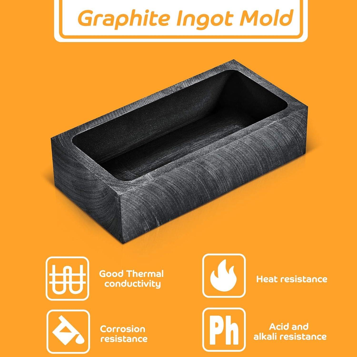 2 Pieces Graphite Ingot Mould Crucible Mould for Casting Gold Silver Metal Aluminum Copper Brass Melting Refining(4 x 2 x 1 Inch) 2 Pieces Graphite Ingot Mould Crucible Mould for Casting Gold Silver Metal Aluminum Copper Brass Melting Refining(4 x 2 x 1 Inch)